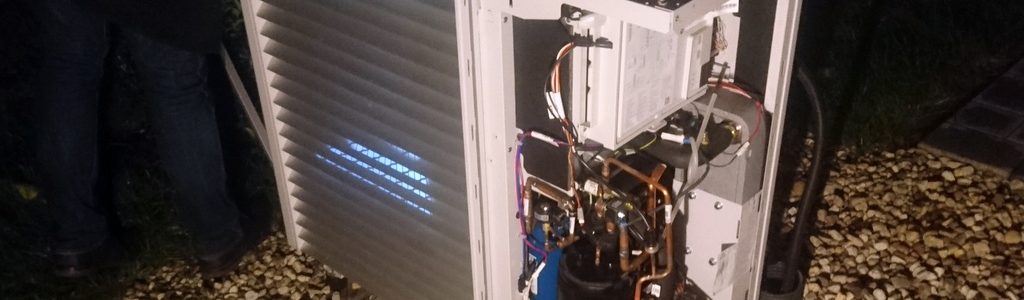 Schallleistungsmessung an einer Wärmepumpe, Akustikbüro Dahms
